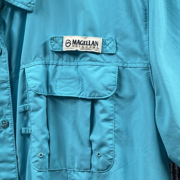 VTG Magellan Fish Gear Shirt Mens 2XL Aqua Blue Vented‎ Moisture Wicking Relaxed - Picture 4 of 16